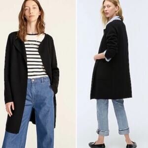 J.CREW 365 Juliette Collarless Sweater Blazer In Black Size S Merino Wool Blend